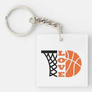 Liefde Basketbal Hoop en sinaasappel Ball Sleutelhanger