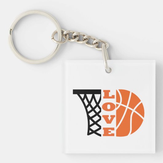 Liefde Basketbal Hoop en sinaasappel Ball Sleutelhanger (voorkant)