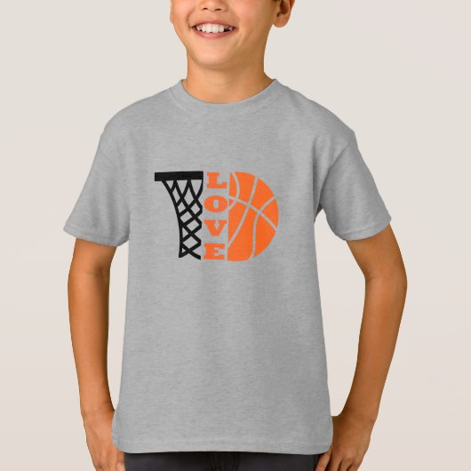 Liefde Basketbal Hoop en sinaasappel Ball T-shirt (Voorkant)