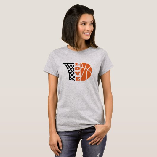 Liefde Basketbal Hoop en sinaasappel Ball T-shirt (Voorkant volledig)