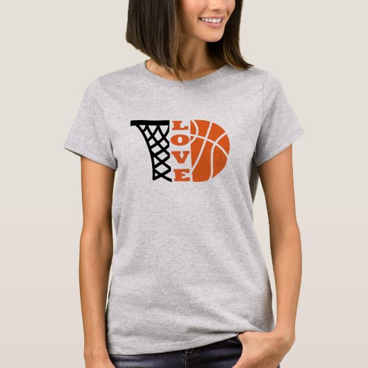 Liefde Basketbal Hoop en sinaasappel Ball T-shirt (Voorkant)