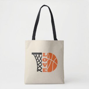 Liefde Basketbal Hoop en sinaasappel Ball Tote Bag