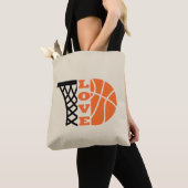 Liefde Basketbal Hoop en sinaasappel Ball Tote Bag (Dichtbij)