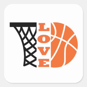 Liefde Basketbal Hoop en sinaasappel Ball Vierkante Sticker