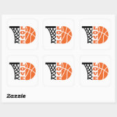 Liefde Basketbal Hoop en sinaasappel Ball Vierkante Sticker (Vel)