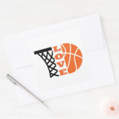 Liefde Basketbal Hoop en sinaasappel Ball Vierkante Sticker (Envelop)