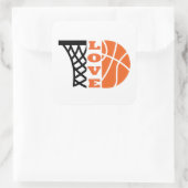 Liefde Basketbal Hoop en sinaasappel Ball Vierkante Sticker (Tas)