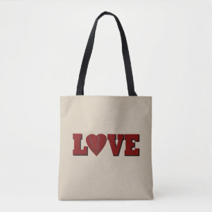Liefde basketbal met rood hart tote bag