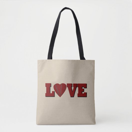 Liefde basketbal met rood hart tote bag (Voorkant)
