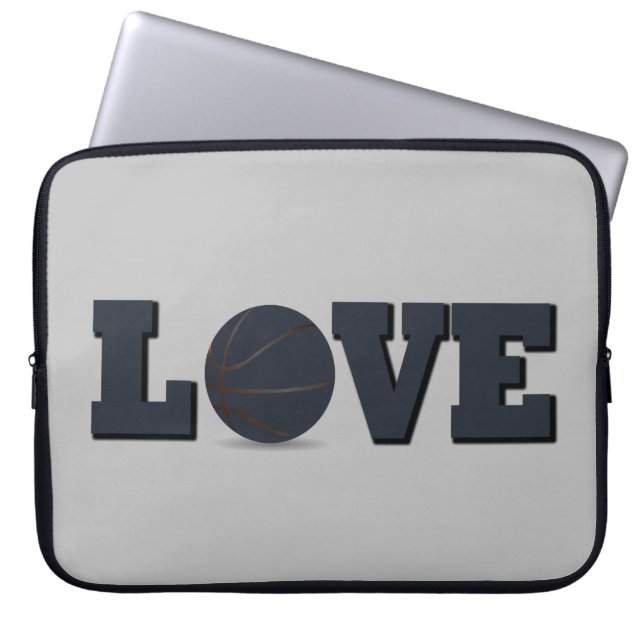 Liefde basketbal spel met blauwe bal laptop sleeve (Voorkant)