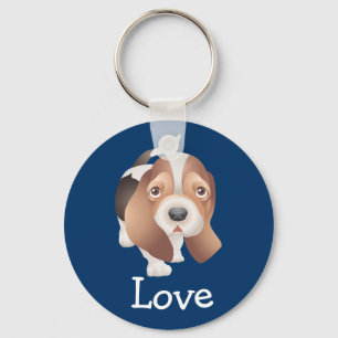 Liefde Basset Hound Puppie Hond Blauw Sleutelhange Sleutelhanger