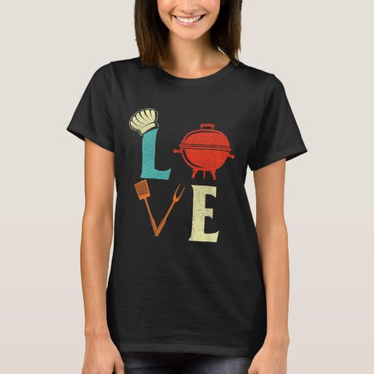 Liefde BBQ Lover Pitmaster Grilling Grill Barbecue T-shirt (Voorkant)