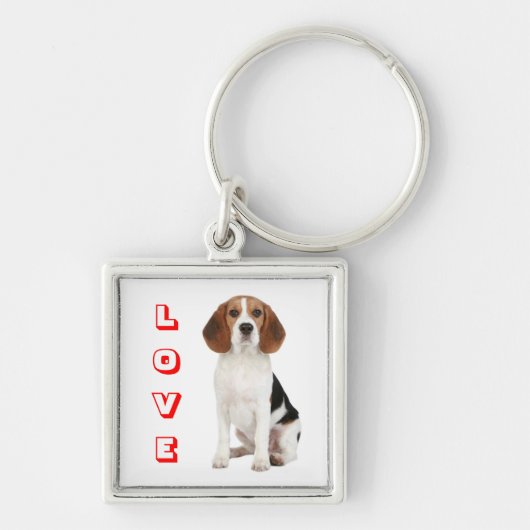 Liefde Beagle Puppie Hond Aangepaste Sleutelhanger (Voorkant)