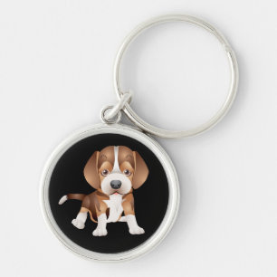 Liefde Beagle Puppies Hond Zwarte Sleutelhanger