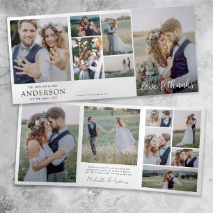 Liefde & Bedankt 14 Foto Collage Wedding Keepslag Drieluik Kaart