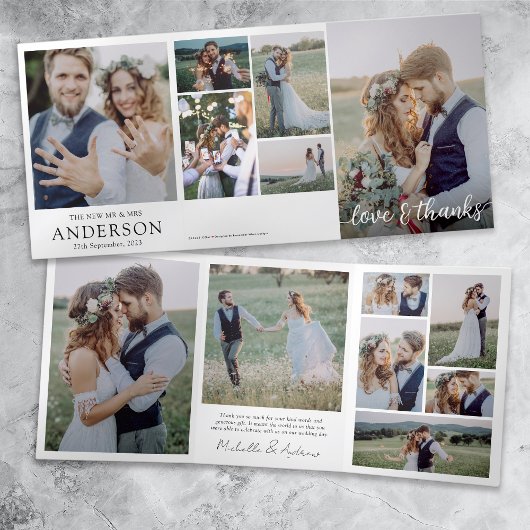 Liefde & Bedankt 14 Foto Collage Wedding Keepslag Drieluik Kaart