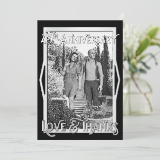 Liefde & Bedankt 25e Jubileum Zilver Uw Foto (Staand voorkant)