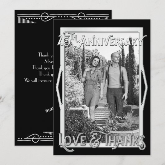 Liefde & Bedankt 25e Jubileum Zilver Uw Foto (Voorkant / Achterkant)