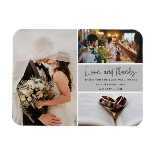 Liefde Bedankt 3 Foto bruiloft Hartelijk dank Magneet (Horizontaal)