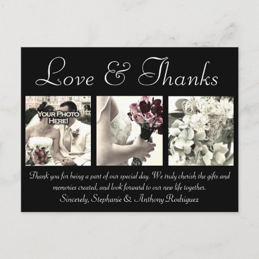 Liefde/Bedankt Aangepaste bruiloft Hartelijk dank  Briefkaart (Voorkant)