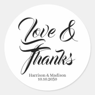 Liefde & Bedankt aangepaste script bruiloft gunste Ronde Sticker