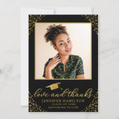 Liefde & Bedankt Afstudeerdop Gouden folie op zwar Kaart (Voorkant)