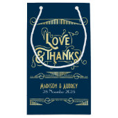Liefde & Bedankt Art Deco Bruiloft Goud Blauw Favo Klein Cadeauzakje (Achterkant)