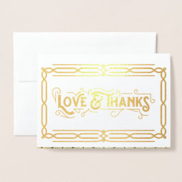 Liefde & Bedankt Art Deco Bruiloft Goud Groen Foto Folie Kaarten