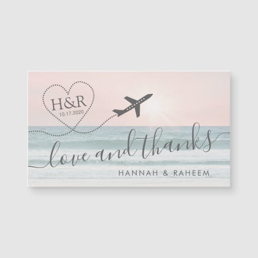Liefde & Bedankt Beach Wedding Favor Magnet (Voorkant)