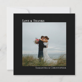 Liefde Bedankt Black Minimal Weddenschap Foto beda Notitiekaartje