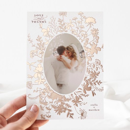 Liefde & Bedankt Bloemen Roos Goudfolie Dank je ka Folie Uitnodiging