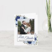 Liefde & Bedankt Blue Boho Rozen Trouwfoto (Voorkant)