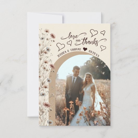 Liefde Bedankt Boho Wildflowers Foto QR Code Huwel (Voorkant)