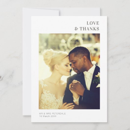 LIEFDE & BEDANKT | Bruiloft dank u fotokaart (Voorkant)