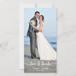 Liefde & Bedankt bruiloft Dank u fotokaart