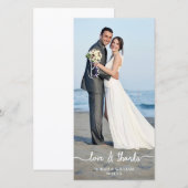 Liefde & Bedankt bruiloft Dank u fotokaart (Voorkant / Achterkant)