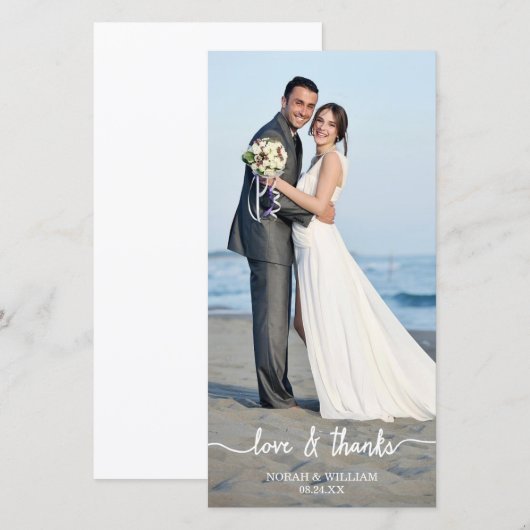 Liefde & Bedankt bruiloft Dank u fotokaart (Voorkant / Achterkant)