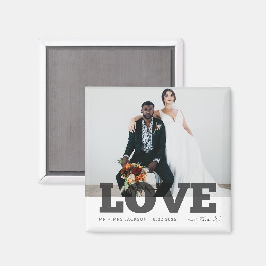 Liefde Bedankt bruiloft foto gunst Dank u Magneet (Voorkant / Achterkant)