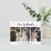 Liefde & Bedankt bruiloft Fotocollage Dank u Briefkaart (Staand voorkant)