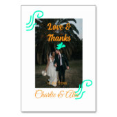 Liefde & bedankt bruiloft paar foto modern add ora (Achterkant)