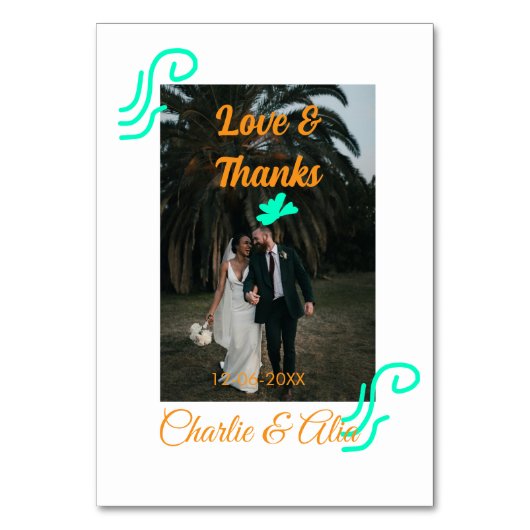 Liefde & bedankt bruiloft paar foto modern add ora (Voorkant)