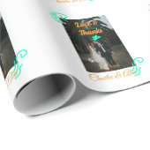 Liefde & bedankt bruiloft paar foto modern add ora cadeaupapier (Rol Hoek)