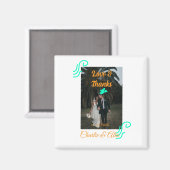 Liefde & bedankt bruiloft paar foto modern add ora magneet (Voorkant / Achterkant)