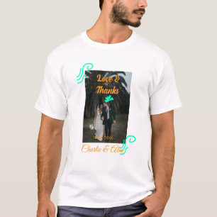 Liefde & bedankt bruiloft paar foto modern add ora t-shirt