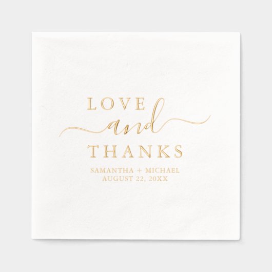 Liefde & Bedankt Chic Script Aangepaste huwelijksn Folie Servetten (Voorkant)