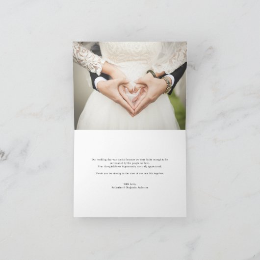 Liefde & Bedankt Chic Script Foto Bruiloft Dank u Notitiekaartje (Binnen)