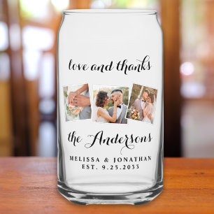 Liefde & Bedankt Custom Fotocollage Modern Wedding Blikvorm Glas