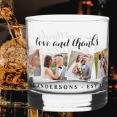 Liefde & Bedankt Custom Fotocollage Modern Wedding Whisky Glas