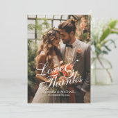 'Liefde & Bedankt' Custom Photo Wedding Bedankkaart (Staand voorkant)