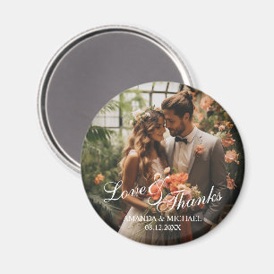 'Liefde & Bedankt' Custom Photo Wedding Favoriet Magneet